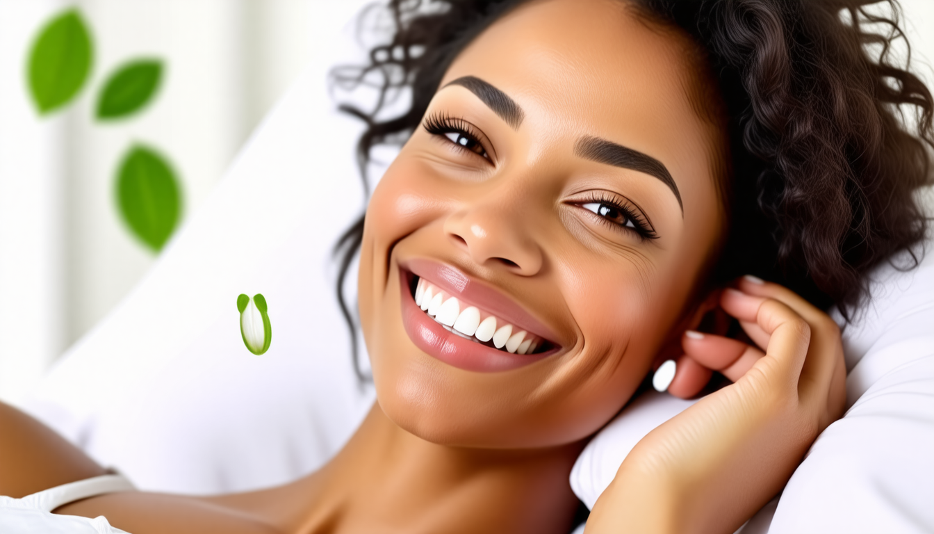 A clean dental-wellness scene with a healthy smile and natural oral-c… for best pillow for all sleep positions