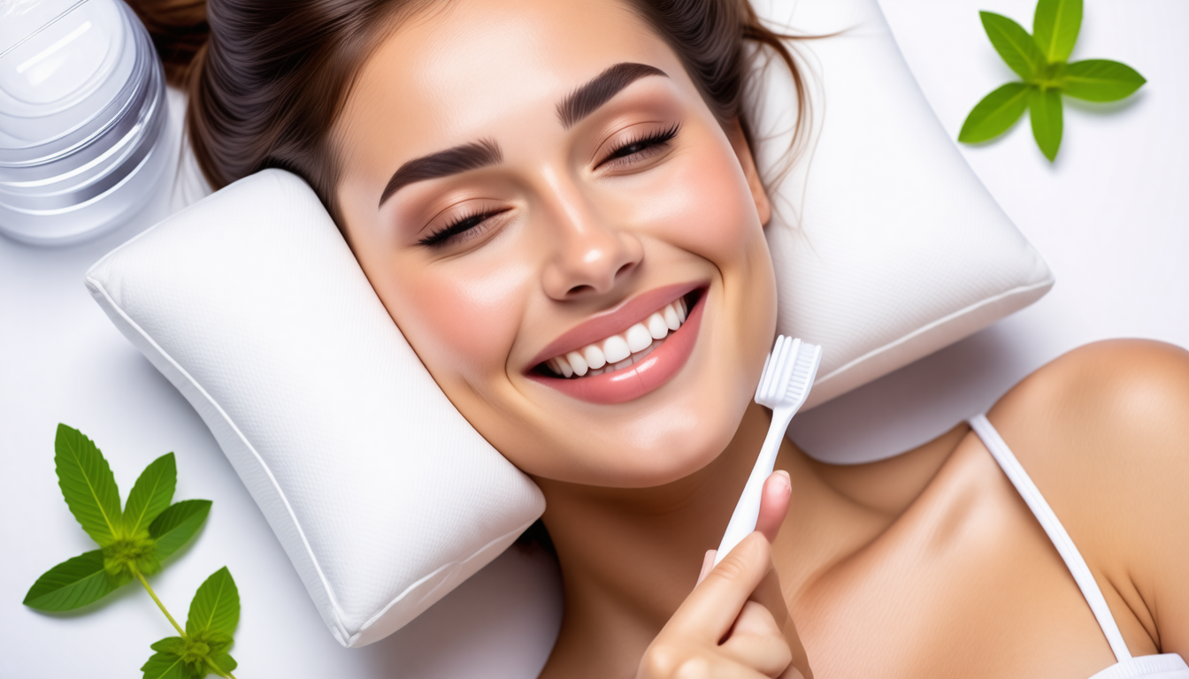 A clean dental-wellness scene with a healthy smile and natural oral-c… for consumer reports best side sleeper pill…
