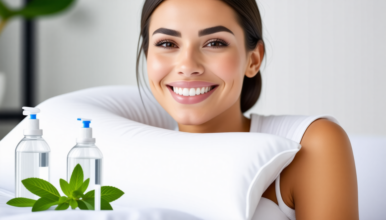 A clean dental-wellness scene with a healthy smile and natural oral-c… for derila ergo pillow review consumer repo…