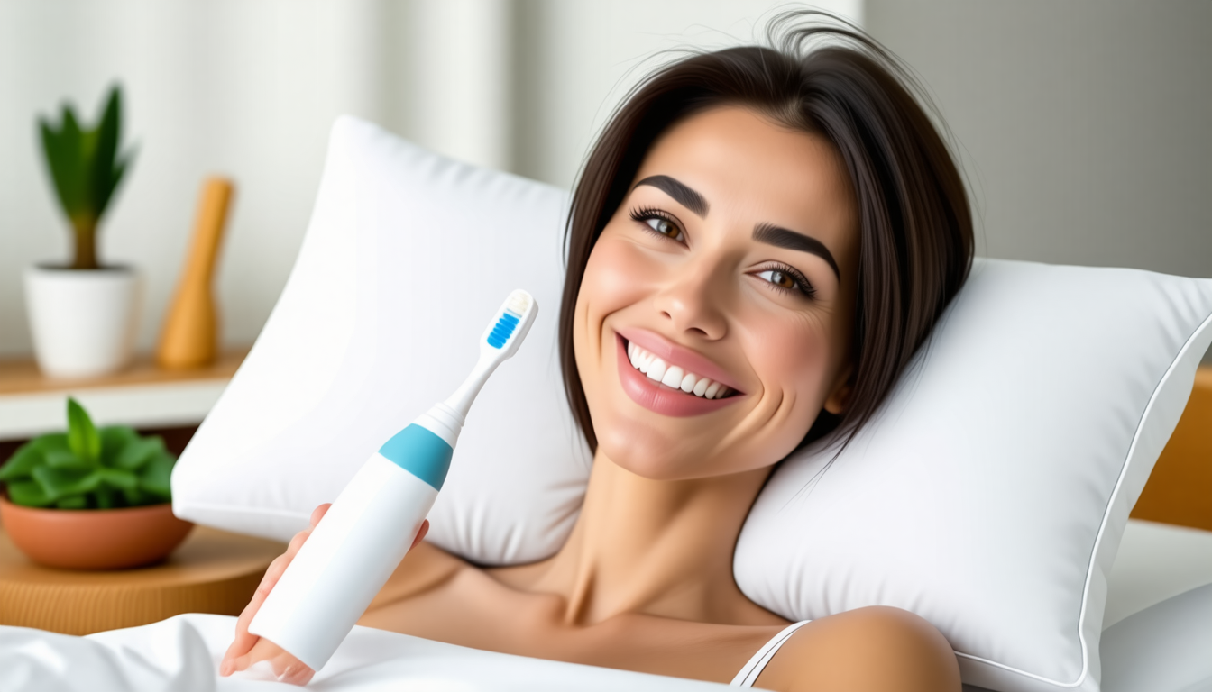A clean dental-wellness scene with a healthy smile and natural oral-c… for derila pillow price