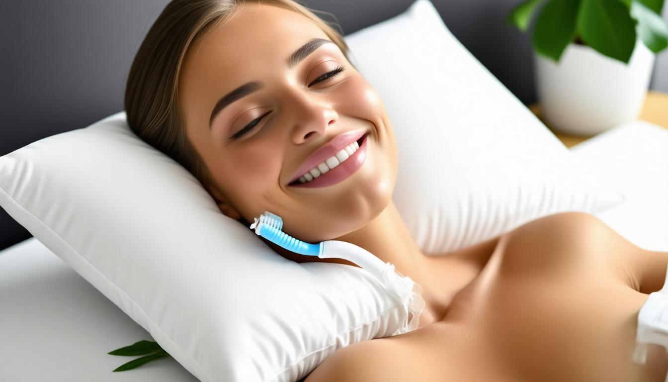 A clean dental-wellness scene with a healthy smile and natural oral-c… for derila pillow reviews